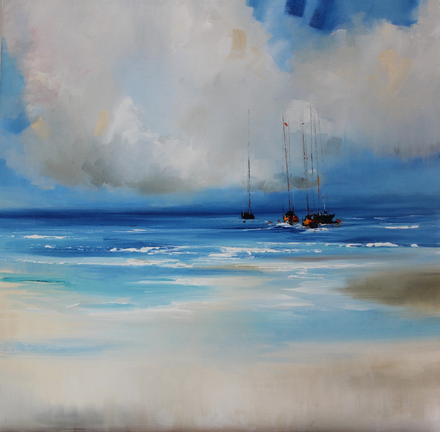'Yachts and blustery clouds' by artist Rosanne Barr